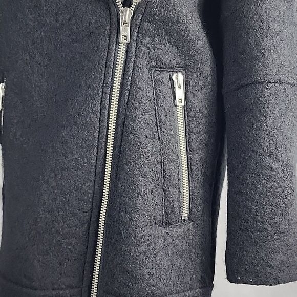 Topshop Faux Fur Collar Coat Assymettrical Zippered Front Size 4 - Picture 4 of 11